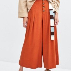 Zara Burnt Orange High Waist Cropped Trousers